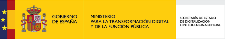 Logotipo del Ministerio para la Transformación y de la Función Pública, sobre un fondo amarillo, que representa la identidad institucional y los objetivos de modernización en la administración pública.